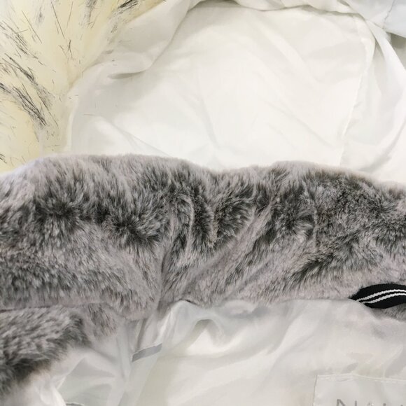 NAUTICA White Black Trim Zip Pockets Removable Fur Hood Puffer Jacket - Picture 8 of 13